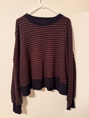 aerie Brown and Black Striped Knit Sweater